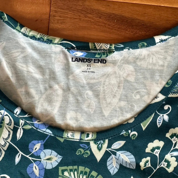 Lands’ End Blue & Green Long Sleeve Floral Dress size XS - Picture 3 of 3